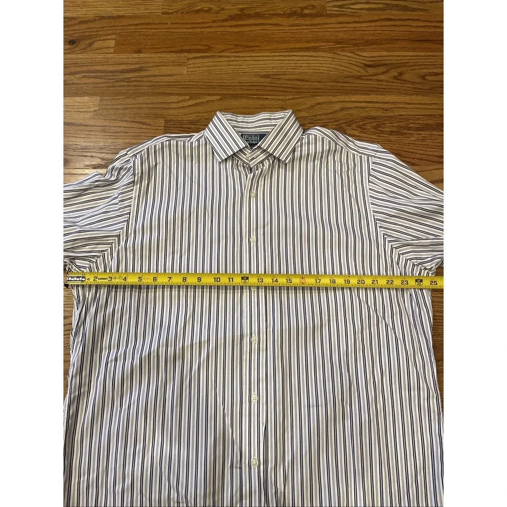 Polo Ralph Lauren Men's Regent Classic Fit Shirt White Striped Size‎ 17 34/35